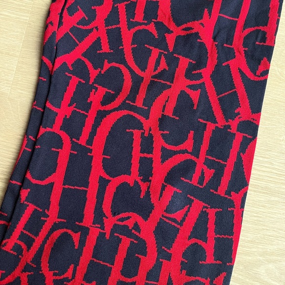 Carolina Herrera straight boots pants size 6 red navy blue wth adaptable waist - Picture 5 of 5